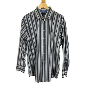 TED BAKER London Men's Size 16 34/35‎ Long Sleeve Button Up Shirt Blue GUC